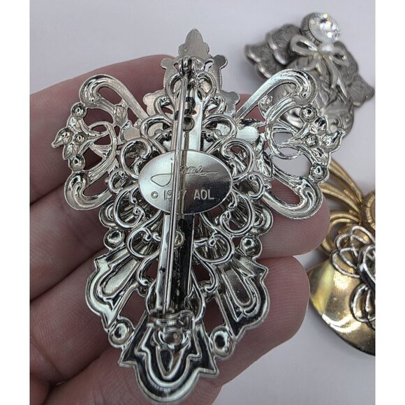 Jane AOL Guardian Angel Pin Brooches Silver & Gold Tone Faux Pearl Lot of 5 Xmas - Picture 4 of 15